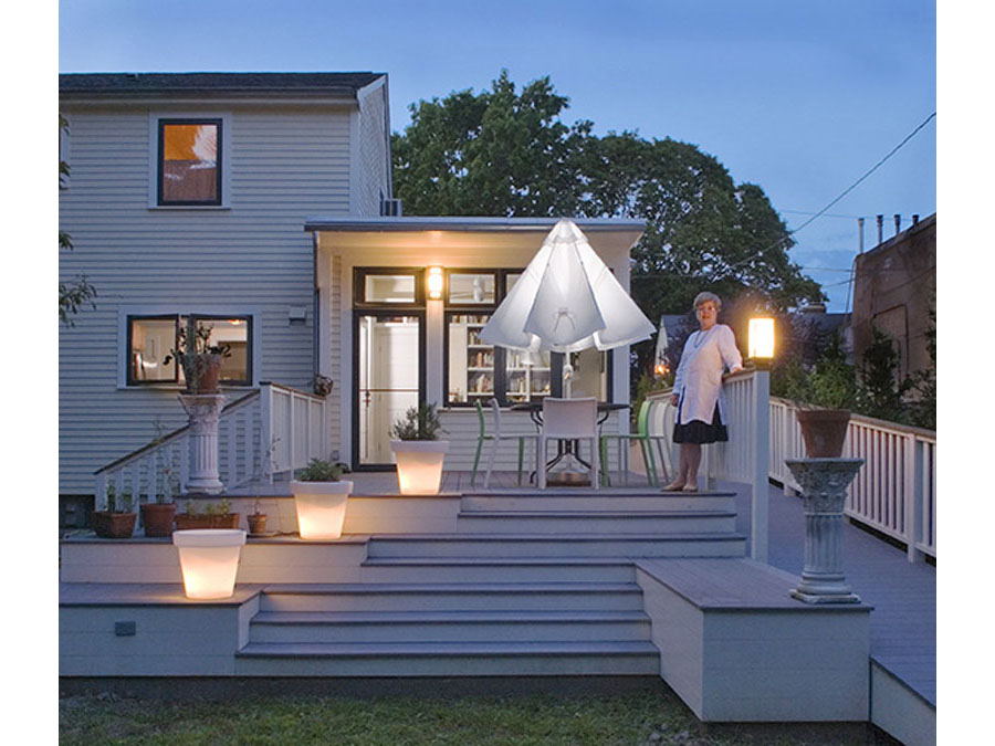 Jamaica Plain rear deck on a summer evening.