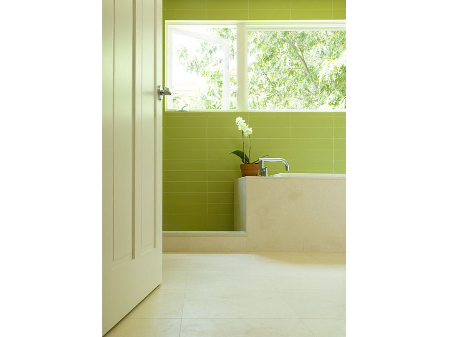 A relaxing bath in the Jamaica Plain house.