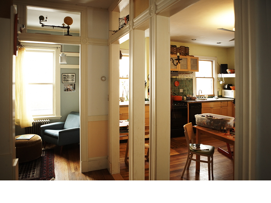 Home design links rooms together in the Cambridgeport home.