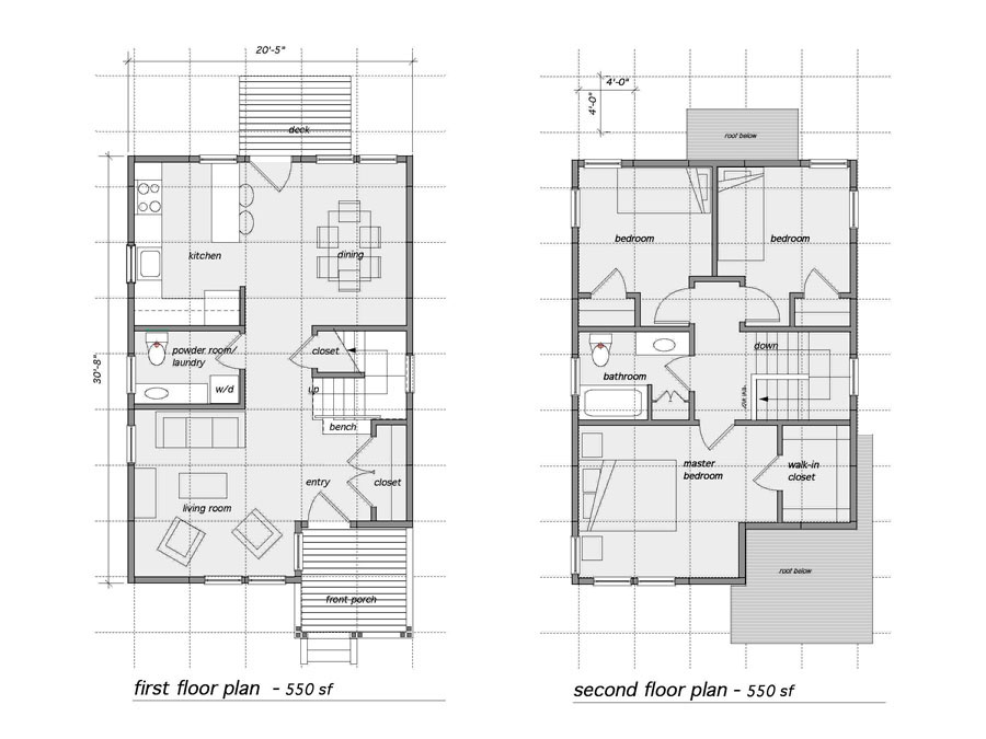 Home design floor plans for the Green Panels prototype.