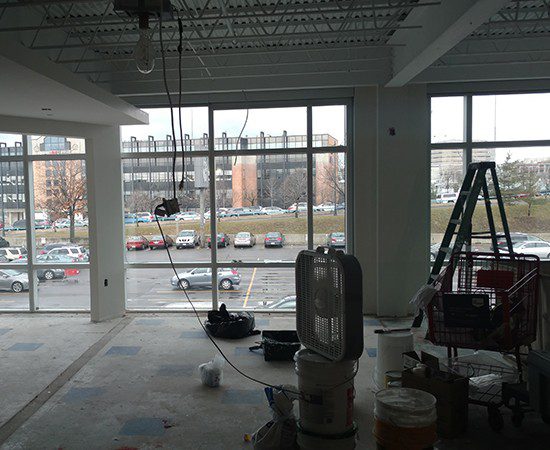 View out of our non-profit office space in progress.