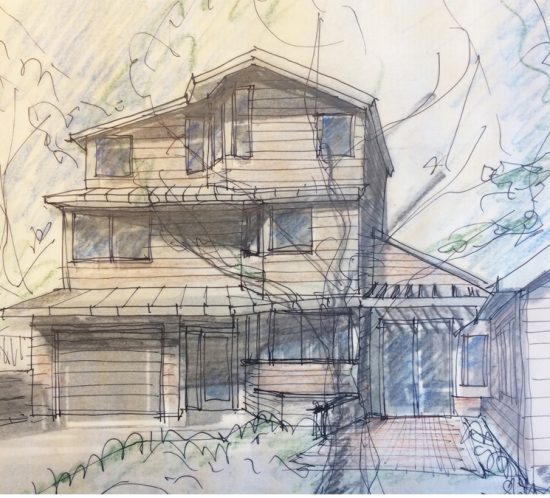 Boston green home design entry view.