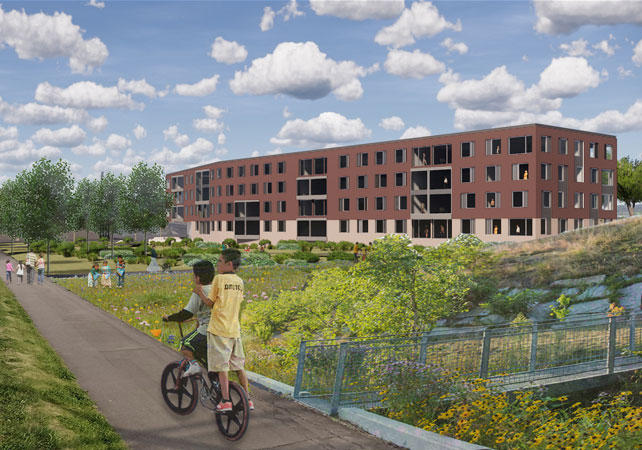 Lawrence Community Works Park Island housing render